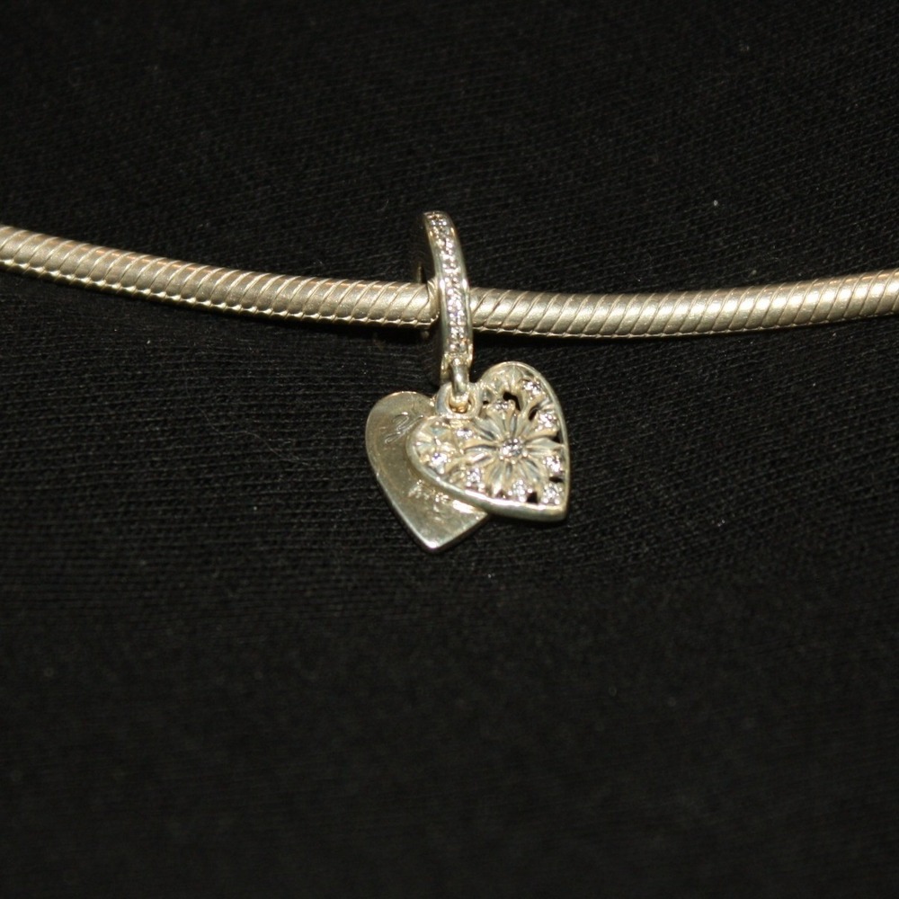 Pandora You Melt My Heart Dangle Charm Women OS Silver Cubic Zirconia Floral